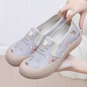 Free Shipping WomenS Spring New Fashion Breathable Canvas Shoes Versatile And Non-Slip Casual Slip-On Flats