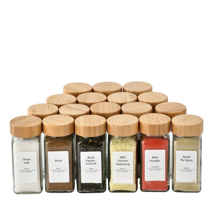 SOLO Glass Spice Jars Transparent Square Spice Bottle 120ml Perforated