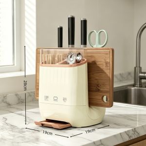 【MOHO.SG】Kitchen knife rack and storage shelf Household Chopstick Holder Cutting Board and Knife Integrated Stand
