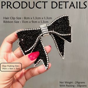 F4 Jepit Rambut Pita Mewah Korean Style Rhinestone Crystal Bow Barrette Hair Clip HCO021