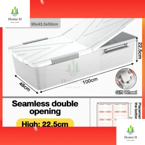 Underbed Storage Box Stackable Storage Box with Wheels Plastic Clothes Organizer Container with Double-sided Lid