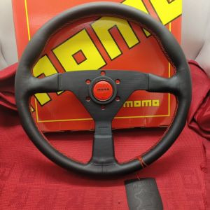 Momo Leather Sport Steering Red Button line 350mm 14 inch
