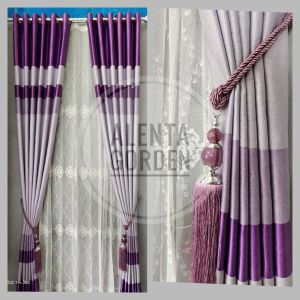 Alenta Gorden Blackout 9 Warna Ungu Motif Pelangi Jendela Minimalis Pintu Model Panjang 240Cm
