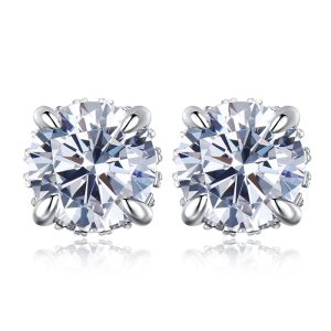 Mu Jing Jewelry 2023 New Round Diamond High-Carbon Diamond Earrings 7*7mm INS Best-selling earrings available for dropshipping