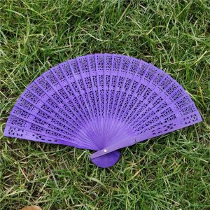 TINGTIAN Retro Personalise Openwork Wooden Hand Carved Wedding Gifts Wood Fan Tassel Fan Gift Fan Folding Fan