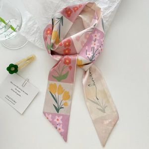 Purple tulip silk scarf for women twilly scarf for bags handle headband for women hair accessories for women accessories for women SP0507