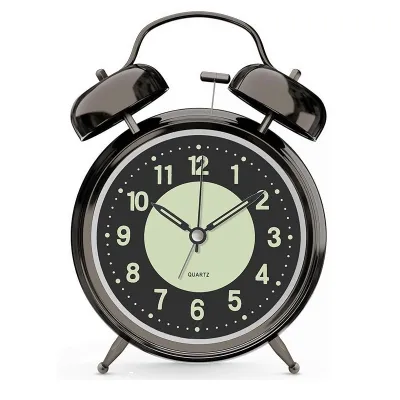 ★SG Ready Stock★Loud Alarm Clock for Heavy Sleeper 4 Inches Twin Bell Battery Operated Metal Alarm Clocks with Night Light for Bed