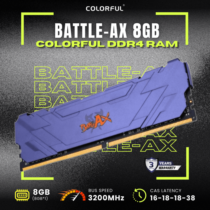 Colorful 8gb 3200mhz Cl16 COLORFUL RAM สำหรับ PC รุ่น Battle-AX