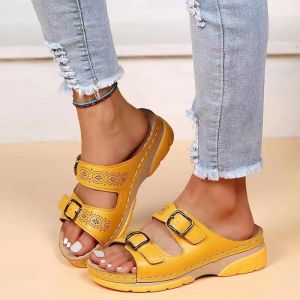 [Free Shipping] New Summer Collection: Fashionable Plus-Size Wedge Sandals Available Now Casual Slip-On Sandals Roman-Style Flip-Flops