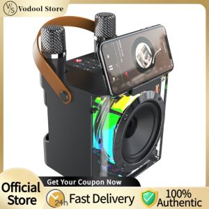 Wireless Microphone with Bluetooth Speaker for Karaoke Singing Dual Microphones Portable Music Player
