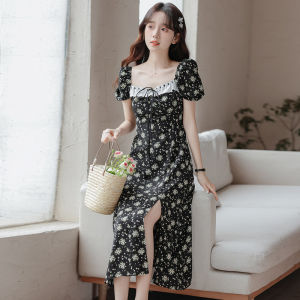 Dazzlin ชุดเดรสสไตล์วันหยุด 2024 ชุดเดรสผ้าชีฟองลายดอกเดซี่สไตล์ฝรั่งเศสแบบใหม่ในฤดูร้อน