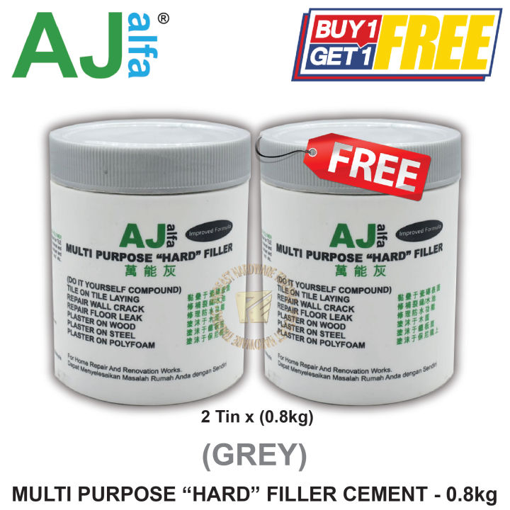 AJ Multi Purpose HARD Filler Cement 0.8kg GREY BUY 1 FREE 1 Lazada