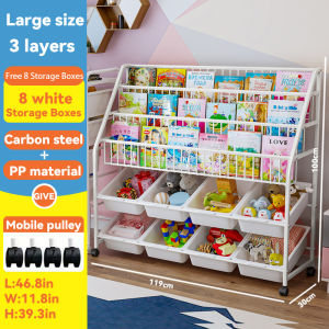 OKASUMI Kids Toy Storage Rack Multi-Layer Display BookShelf Childrens BookShelf Organizer With Basket Bins