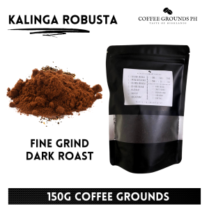 Coffee Grounds PH - Kalinga Robusta 150g Fine Grind Dark Roast | Organic Coffee in Resealable Pouch For Coffee Maker