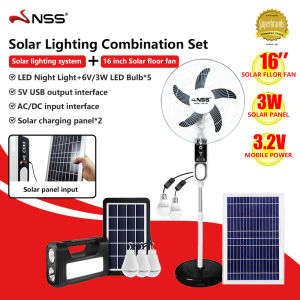 Solar fan electric fan with panel & Solar Panel Solar Lighting System & Solar Panel and 16" 3 Led Bulbs