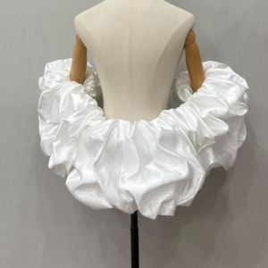 JVKISX detachable Satin Ruffle Shawl Stretchyle Elastic Shoulder Wrap Fashion Lightweight Satin Bridal Shawl Party