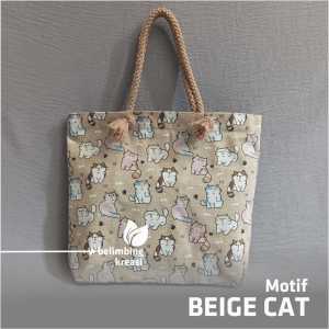 TAS JINJING KAIN CANVAS KANVAS MOTIF TALI SUMBU LENTUR MINI MURAH sebagai hand bag mukena hanphone hp makeup kosmetik barang barang kecil dan snack TMKM TW