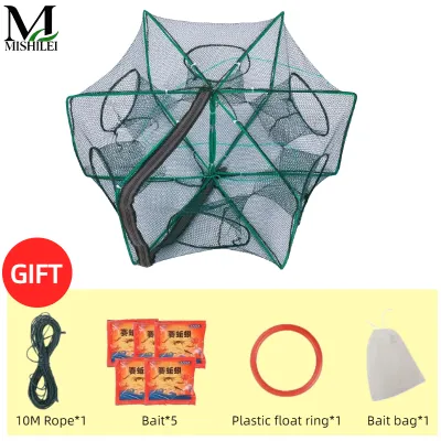 Mishilei Multiholes Fishing Net Folding Fishing Trap Auto-Foldable Polygonal Shrimp Crab Catch Tool Fish Cage