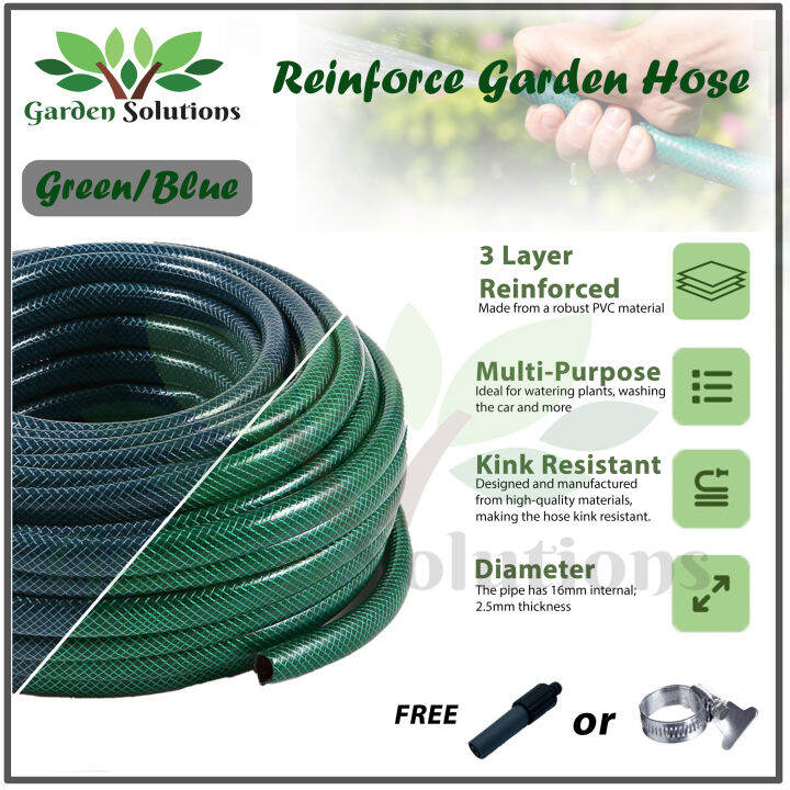 30m x 2.5mm Reinforced PVC Flexible Garden Hose Green Getah Paip/ Paip ...