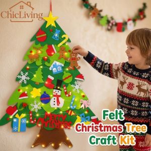 ChicLiving Felt Christmas Tree Wall Hanging Detachable Ornaments Kids DIY Craft Kit Xmas Party Home Decor Gift Toy