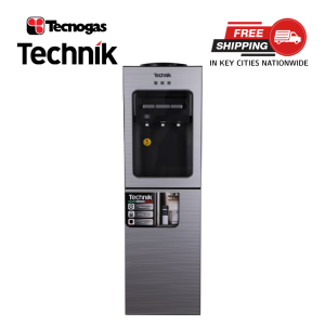 Technik Freestanding Water Dispenser Top Load Water Gallon with Front Glass Cover and Bottom Cabinet 3 Options-Hot/Normal/Cold TWD-31TCA (Silver Tempered Glass)