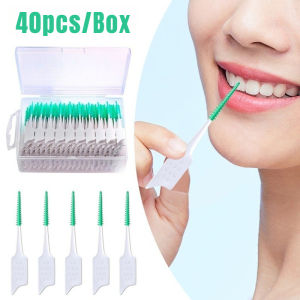 40Pcs Silicone Teeth Floss Interdental Brushes Toothpicks Soft Dental Cleaning Brush Teeth Care
