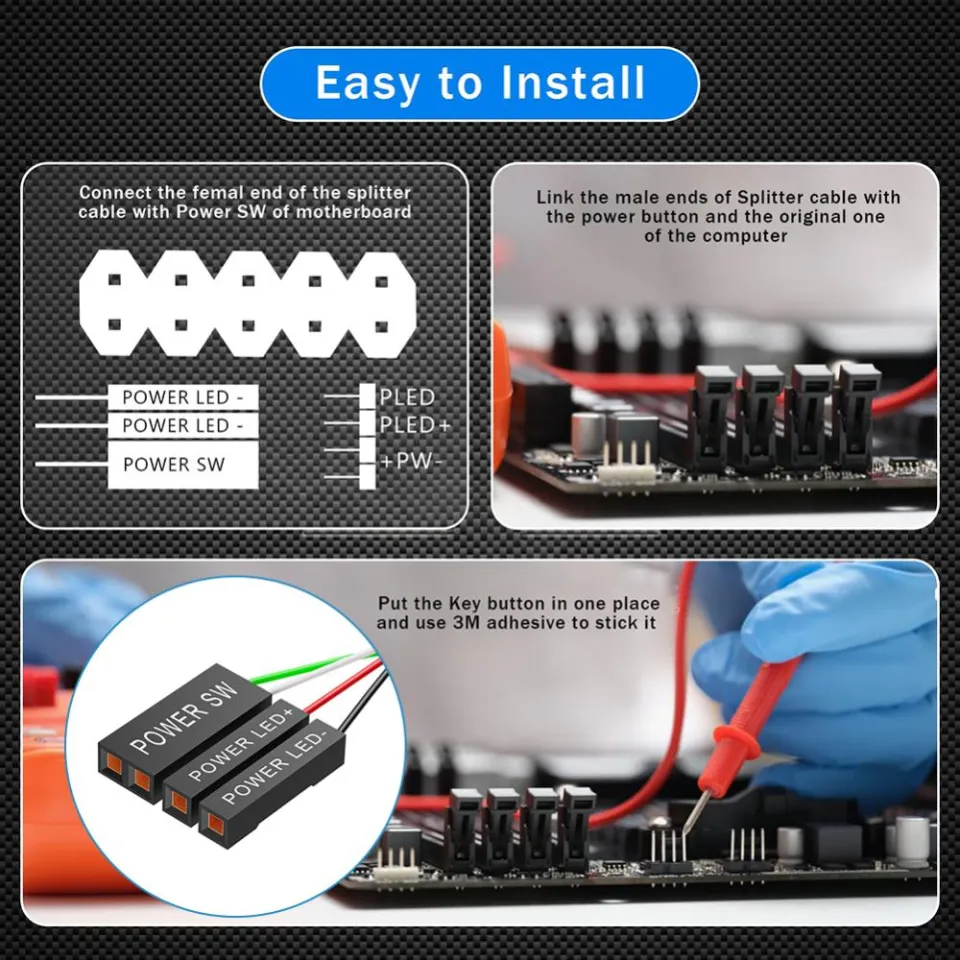 Vktech] Power Button PC Switch Finger Slide ON/OFF Power SW Cables