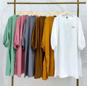 Atasan Wanita Tunik Polos Izzara Bahan Crinkle Airflow Terlaris Tunik Polos Izzara Crinkle Ukuran SMLXL Jumbo Terbaru Tunik Wanita Polos Izzara Crinkle Kekinian