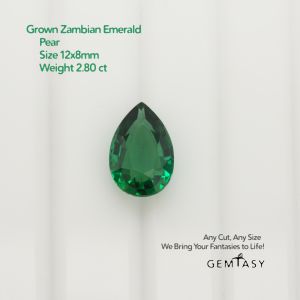 มรกตแซมเบีย 12x8มม 2.80 กะรัต สะอาดสวยมาก สร้างขึ้นในห้องปฏิบัติการ