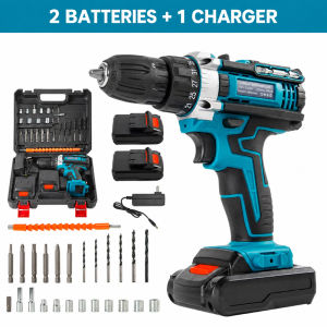 21V Cordless Impact Drill 3 Modes Electric Drill Driver Hand Drill with Drill Bits & Plastic Tool Box for Home DIY Repair