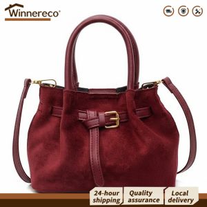 Faux Suede Women Shoulder Bag in Retro Style for Work and Travel with Large Capacity