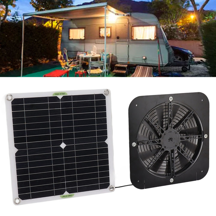 13.5 Inch Solar Powered Fan 100W Round Effective Cooling Solar Panel Fan Kit For Greenhouse
