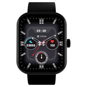 Titan Mirage with 4.97 cm AMOLED Display and AOD Functional Crown BT Calling Smartwatch with Brown Leather Strap