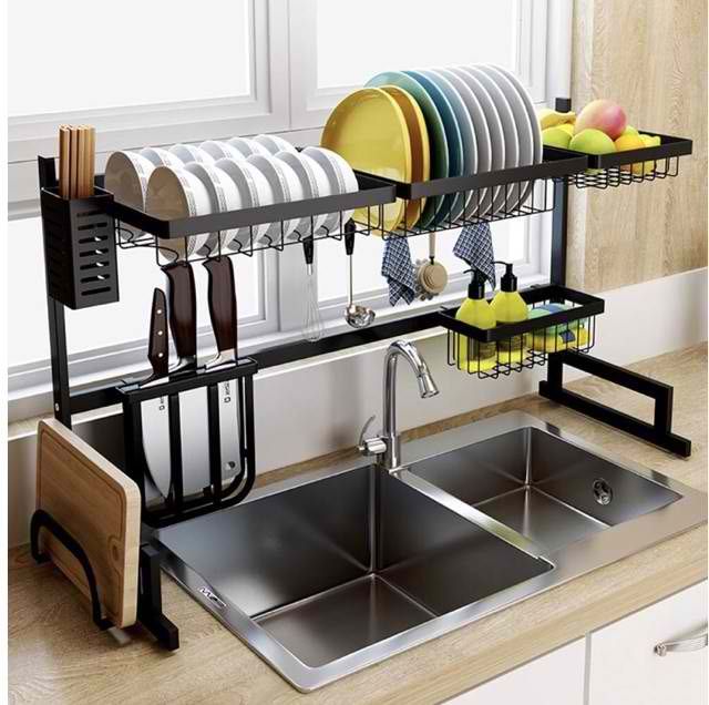 Dish Drainer Rack Holder Black Stainless Steel Kitchen Rack