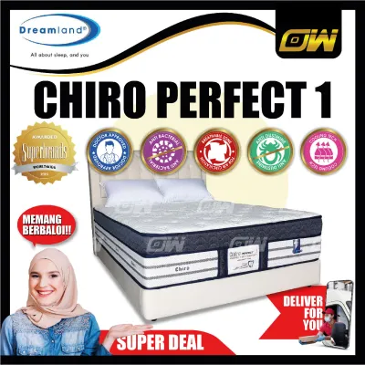 [ FREE 1 X RM99 T-SHIRT ] Dreamland Chiro Perfect I 16-Inches Premium Mira-Coil / Solid Spring Mattress / Mattress / Tilam / Tidur Nap Bed Mattress With 10 Years Warranty