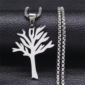 60cm Titanium Steel Tree Of Life Pendant Necklace Hip Hop Style High Quality Stainless Steel Jewelry