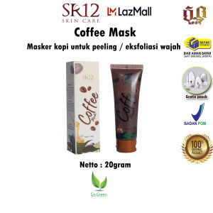 Coffee Mask 20gr SR12 Mencerahkan mengontrol minyak wajah menghaluskan melembutkan kulit wajah menyamarkan noda mengatasi jerawat.