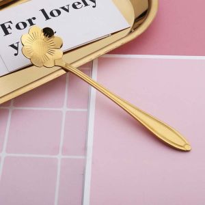 DIANA Gold 8 Diffient Pattern Stainless Steel Tableware for Sugar Ice Cream Coffee Dessert Mixing Spoon Flower Spoon Set Cutlery Set Teaspoon Soup Spoon