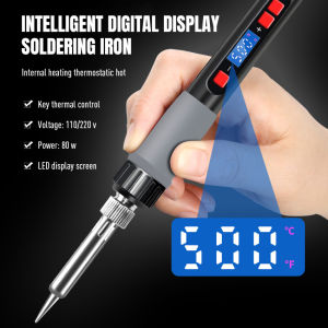 【100% Original + In Stock】Soldering Iron 80W Dual Calibration Temperature LCD Digital Soldering Tool Soldering Iron Tip Soldering Repair Tool