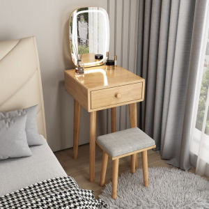 [Sg Sellers] Solid Wood Dresser Bedroom Small Apartment Makeup Table Modern Minimalist Nordic Dresser Household Small 40cm with Light