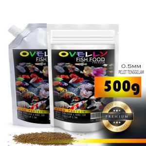 pelet makanan ikan Ovelly Pelet ikan warna warni untuk pembesaran dan warna ukuran 100g sampai 1Kg