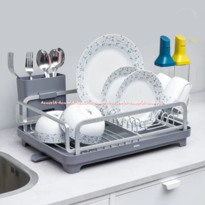 Stora Luminos Dish Rack Rak Piring 1tingkat Alumunium Silver Perak Dilengkapi Nampan Penampung Air Dan Tahan Karat