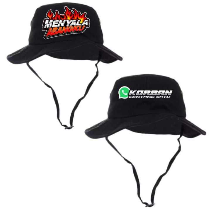 TOPI RIMBA DEWASA HITAM MENYALA ABANGKU KORBAN CENTANG BIRU 2025 MODEL TERBARU CASUAL KOREAN STYLE