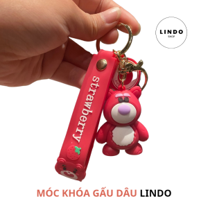Móc Khóa Gấu Dâu LINDO quà tặng đáng yêu Móc Khóa Dễ Thương Xinh Xắn Treo Balo Cặp