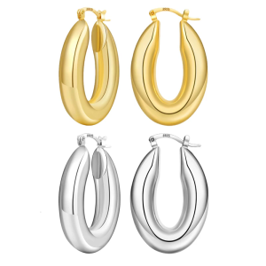 Hollow Oval Earrings Fashion Statement Copper Texture Trendy Ear Suitable for Women and Girls Present