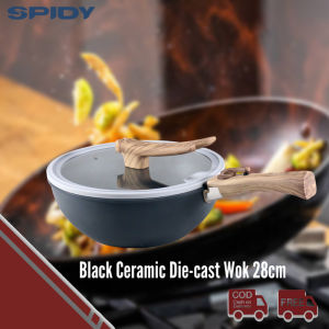Spidy Wajan Granite Teflon Modern Gagang Gampang Dilepas 28cm Anti Lengket Marble Coating