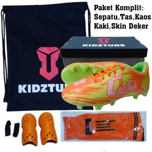 KIDZTUBS Sepatu Bola Anak Paket Komplit Sepatu Bola Tas Skin Deker Kaos Kaki Usia 6-10 Tahun Size 28 29 30 31 32 33 34 35 36 37 KDZ2016010825