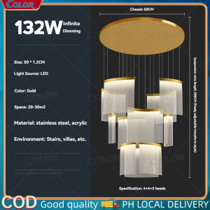 Rotating staircase art lamp villa new Chinese style light luxury tile hall shopping mall rotating overhead light