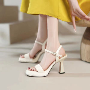 Open Toe Stiletto Heels High Heels Sandals for Women Waterproof Platform White Sandals