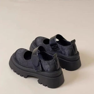 Giày ielgy Mary Jane giày da màu đen nữ Phong cách Trung Quốc Mới dày Giày có đế